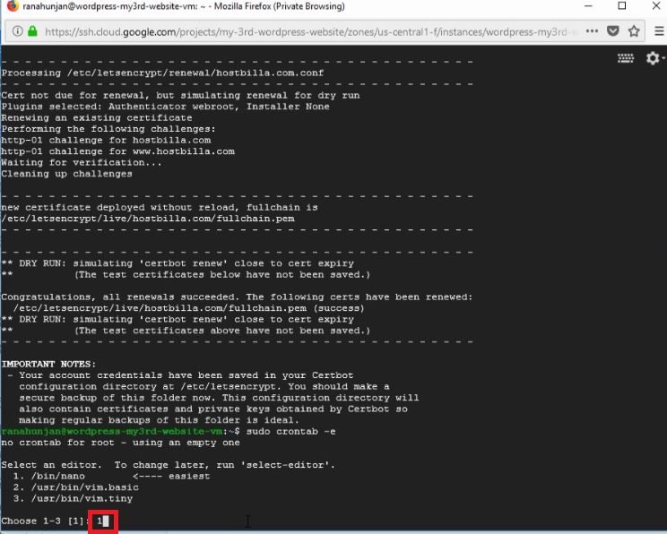 install free SSL certificate -bitnami wordpress-Google cloud platform
