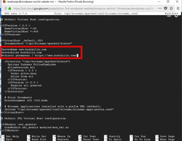 install free SSL certificate -bitnami wordpress-Google cloud platform
