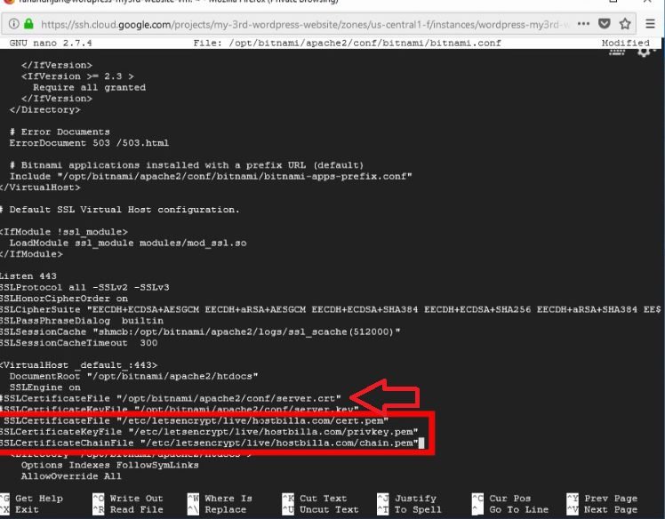 install free SSL certificate -bitnami wordpress-Google cloud platform