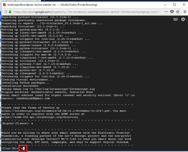 install free SSL certificate -bitnami wordpress-Google cloud platform